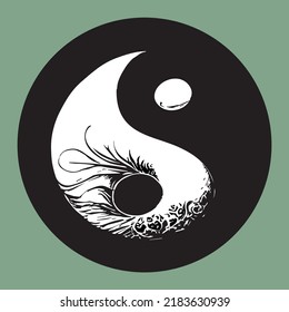 Yin Yang symbol, decorative two-tone editable vector scalable artwork