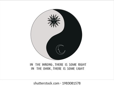 yin yang symbol design with sun and moon vector