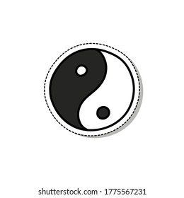 yin yang symbol doodle icon, vector sticker illustration