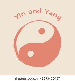 Yin and Yang symbol drawing in soft pastel colors, Feng Shui
