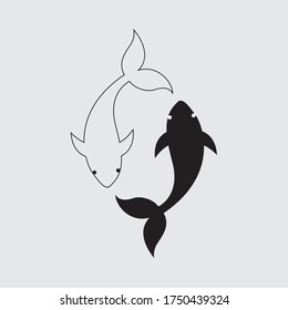 Yin Yang symbol with fish vector illustration. Fishes in the form of a symbol of Yin and Yang vector