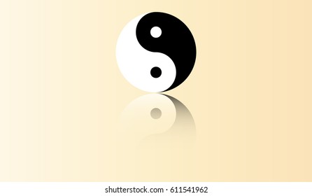 Yin Yang symbol in flat design with mirror