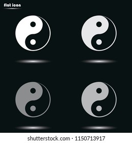 Yin Yang symbol flat grayscale vector icon.