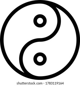 Yin Yang Symbol Symbol, flach Symbol einzeln auf weißem Hintergrund