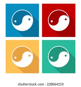 Yin yang symbol  - flat icon with long shadow