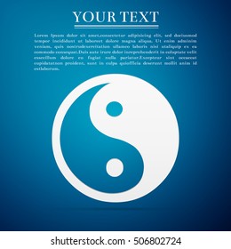 Yin Yang symbol flat icon on blue background. Vector Illustration