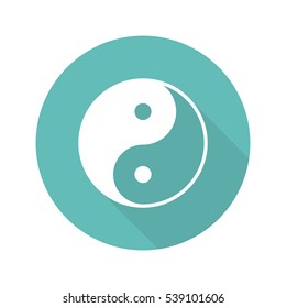 Yin yang symbol flat icon with long shadow