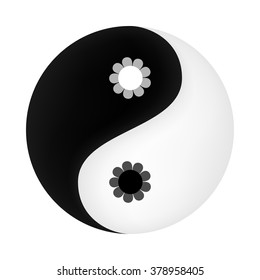 Yin Yang Symbol Flowers Middle Stock Vector (Royalty Free) 378958405 ...