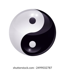 Yin and yang symbol. Glossy 3D ball.