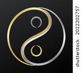 Yin Yang symbol in golden and silver colours, vector