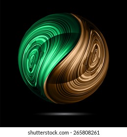 Yin yang symbol. green brown color abstract background.