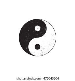Yin Yang symbol. Grunge design. Vector illustration EPS 10 isolated on white background