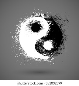 Yin Yang symbol. Grunge Vector.