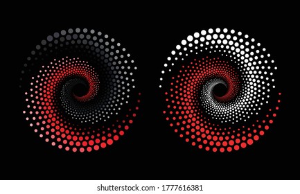 Yin And Yang Symbol In Halftone Design With Dots In Spiral.