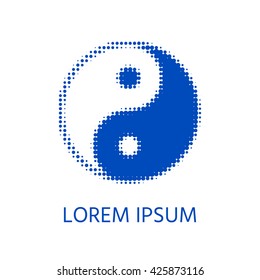 Yin yang symbol - halftone logo.
