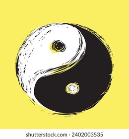 Yin and yang symbol, hand drawn illustration