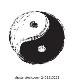 Yin and yang symbol, hand drawn illustration