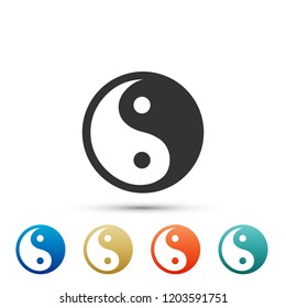 Yin Yang symbol of harmony and balance icon isolated on white background. Set elements in colored icons. Flat design. Vector Illustration