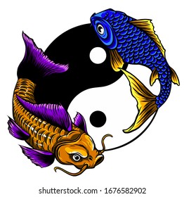 Yin yang symbol of harmony and balance with koi fish.