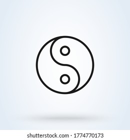 Yin yang symbol of harmony and balance. Line icon design for social, spiritual concept.