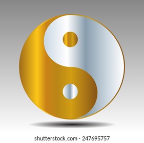 Yin Yang, symbol of harmony and balance. silver gold