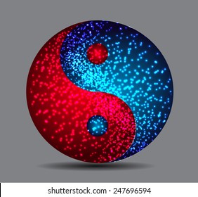 Yin Yang, symbol of harmony and balance. red blue