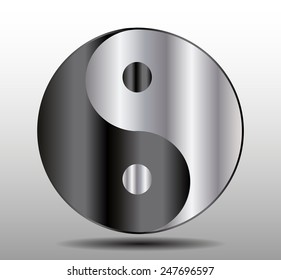 Yin Yang, symbol of harmony and balance. black silver