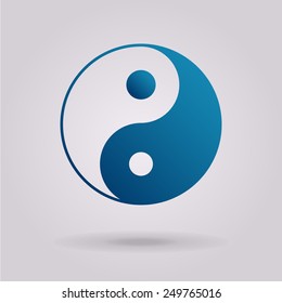 Yin yang symbol of harmony and balance. Vector icon. The illustration on gray background