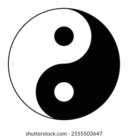 Yin Yang symbol of harmony and balance vector icon. Spiritual philosophy, meditation, and zen design element. Flat illustration isolated on white background.