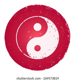 Yin yang symbol of harmony and balance. Grunge style stamp.