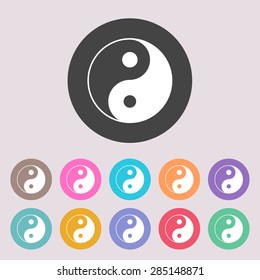 Yin yang symbol of harmony and balance. Vector icon. Set of colored icons.