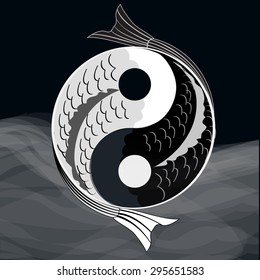 Yin Yang Symbol Of Harmony And Balance With Koi Fish.Eps10.Vector.