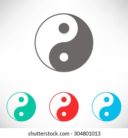 Yin yang symbol of harmony and balance.  Set of varicolored icons.