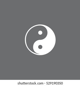 Yin yang symbol of harmony and balance icon vector. Gray background