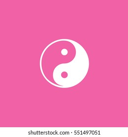 Yin yang symbol of harmony and balance icon vector. Pink background