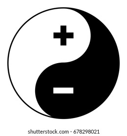 Yin yang symbol of harmony and balance plus minus.