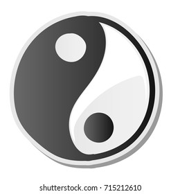 Yin yang symbol of harmony and balance sticker, vector illustration.