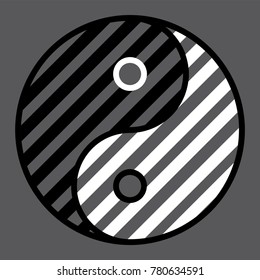 Yin yang symbol of harmony and balance. Flat style icon. Black on background vector illustration
