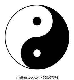 Yin Yang Symbol Of Harmony And Balance. Flat Style Icon. Black On Background Vector Illustration
