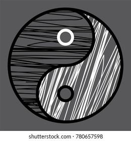 Yin yang symbol of harmony and balance. Flat style icon. Black on background vector illustration
