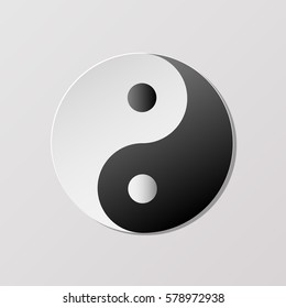 Yin yang symbol of harmony and balance.Paper art. vector illustrator