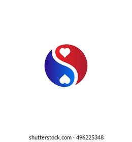 Yin Yang symbol with hearts 
