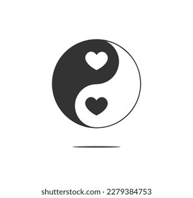 Yin yang symbol with hearts, vector design