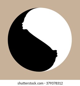Yin Yang symbol with human faces