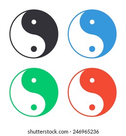 yin yang symbol icon - colored vector illustration