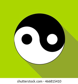 Yin Yang symbol icon in flat style isolated with long shadow