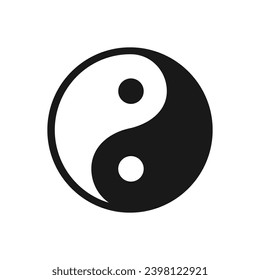 Icono de símbolo Yin Yang ilustración vectorial aislada en fondo blanco.