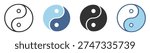 Yin yang symbol icon set, circle balance and harmony sign, taiji philosophy vector illustration isolated on transparent background
