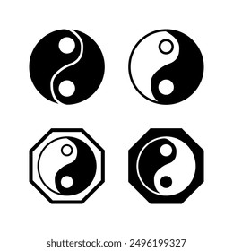 Conjunto de iconos de símbolos Yin Yang Vector Color de la señal editable