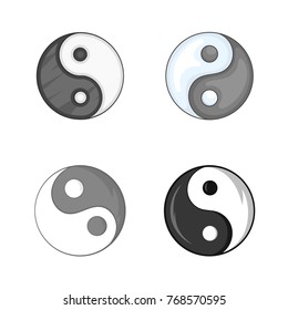 Yin yang symbol icon set. Cartoon set of yin yang symbol vector icons for your web design isolated on white background